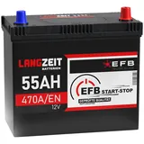 LANGZEIT ASIA EFB Batterie 55Ah 12V 470A/EN Start-Stop Batterie Autobatterie