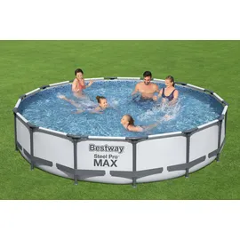 BESTWAY Steel Pro Max Frame Pool Set 427 x 84 cm lichtgrau inkl. Filterpumpe