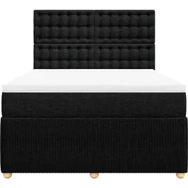 vidaXL Boxspringbett mit Matratze Schwarz 140x200 cm Stoff