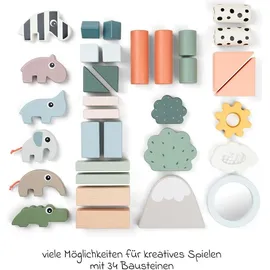 Done by Deer Friends Holzbausteine Set 34 Stücke - Mehrfarbig