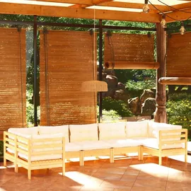 vidaXL Garten-Lounge-Set 7-tlg. creme Kiefernholz