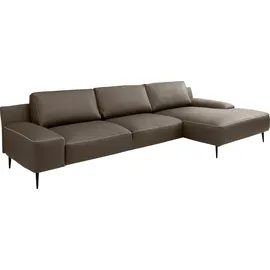 Designwerk Ecksofa DESIGNWERK "Forma L-Form, zeitloses Designsofa mit aktuellem Fuß", braun (mud), B:344cm T:162cm, Leder;Struktur 98% Polyester, 2% Acryl, Sofas, Ecksofa, in hochwertiger Verarbeitung & tollem Sitzkomfort