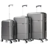 Cheffinger Kofferset Reisekoffer ABS-02 Koffer 3-teilig Hartschale Trolley Set Kofferset, (3 tlg) grau