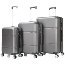 Cheffinger Kofferset Reisekoffer ABS-02 Koffer 3-teilig Hartschale Trolley Set Kofferset, (3 tlg) grau