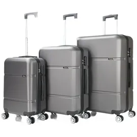Cheffinger Kofferset Reisekoffer ABS-02 Koffer 3-teilig Hartschale Trolley Set Kofferset, (3 tlg) grau
