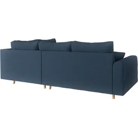 Home Affaire Ecksofa HOME AFFAIRE "CHARRE L-Form mit Ottomane, Maße B/T/H: 231/161/81 cm", blau (dunkelblau), B:231cm H:81cm T:161cm, 100% Polyester, Sofas, Ecksofa, feine Steppung, lose Rücken- und Zierkissen, auch in Cord und Bouclé