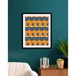 Bild QUEENCE "Rüdiger", schwarz (farbe rahmen: schwarz, farbe bild(er): schwarz, grün), B:50cm H:70cm, Acrylglas, Papier, Holz, Bilder, HD Premium Poster-Druck inkl. Holzrahmen