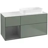 Villeroy & Boch Finion Waschtischunterschrank F681GKGM 120x60,3x50,1cm, Regal links Anthracite matt, Olive Matt Lacquer