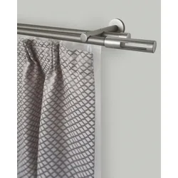 Gardinenstange GARESA "SEFRA", grau (nickelfarben), L:140cm Ø:16mm, Aluminium, Gardinenstangen, Vorhanggarnitur,Innenlaufgarnitur, verlängerbar, Endknopf Zylinder