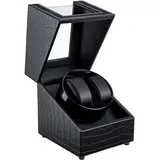 Tolesum Uhrenbeweger 2 Uhren,USB Automatik Uhrenbeweger, Watch Winder für Herren und Damen,Zwei Wickelschwingmodi für Automatikuhren PU Leder mit Leisem Motor-Schwarz Krokodilleder Mustern