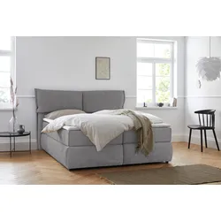Boxspringbett ANDAS "Jenson", grau, B:188cm L:225cm, Struktur weich (85% Polyester/15% Nylon), Komplettbetten, Boxspringbett, in 4 Farben, 4 Breiten, 3 Matratzenarten in 2 Härtegraden, Topper