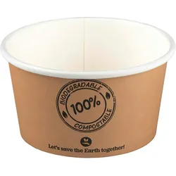 25x BIO Suppenbecher ToGo Verpackung aus Karton 350ml Ø11.5cm bis 100°C