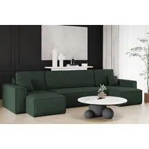 Kaiser Möbel Ecksofa mit schlaffunktion und bettkasten, Sofa U-form, Couch U-form BEST Cord Grün
