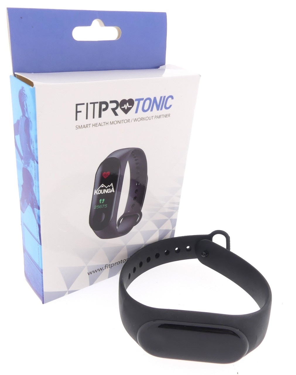KOUNGA Fitprotonic Fitness-Tracker Armbanduhr schwarz Alarmfunktion Herzfrequ...