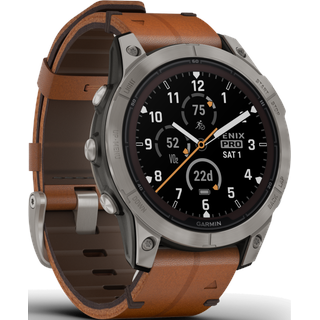 Garmin fenix® 7 PRO fenix 7 PRO - Sapphire Solar Edition Graphit/Titanium Titan mit QuickFit®- Leder-Armband 22 mm Braun + zusätzliches QUICKFIT-Silikon-Armband 22mm" 010-02777-30" - digital,touchscreen,variabel,braun - 47mm