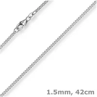 Schmuck Krone Goldkette 1,5mm Panzerkette Collier 585 Gold Weißgold 42cm, Gold 585 silberfarben