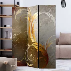 Trennwand in Goldfarben und Grau Leinwand Füllung