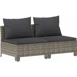 vidaXL Gartensofa 2-Sitzer mit Kissen Grau Poly Rattan
