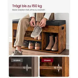 VASAGLE Schuhbank LHS30BX braun, schwarz Holz 80,0 cm