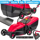 Rasenmäher Elektro Elektromäher Graskorb 30L Motor 2200W Schnittbreite 32cm