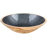 levandeo Schüssel 35cm Mango Holz Grau Perlmutt Emaille Schale Bowl Salatschüssel Deko - Braun