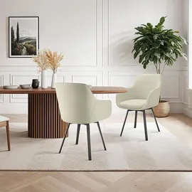 Tectake tectake® Drehbarer Armlehnstuhl , gepolstert, 360° drehbar, pulverbeschichtete Stahlbeine, 57 x 59 x 88 cm