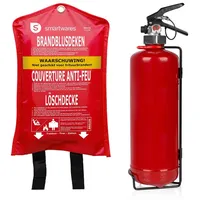 smartwares - set: Fettbrand Feuerlöscher, Brandklassen a, f, Manometer, 2 Liter + Löschdecke
