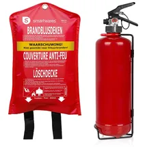 smartwares - set: Fettbrand Feuerlöscher, Brandklassen a, f, Manometer, 2 Liter + Löschdecke