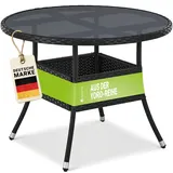 Juskys Yoro Polyrattan Gartentisch rund Ø 80 cm Schwarz