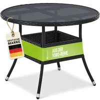 Juskys Yoro Polyrattan Gartentisch rund Ø 80 cm Schwarz