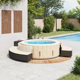 vidaXL Whirlpool-Umrandung Schwarz Poly-Rattan und Massivholz Akazie