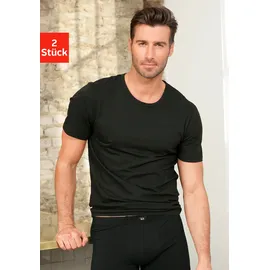 H.I.S. T-Shirt H.I.S, Herren, Gr. M, schwarz, Jersey, Obermaterial: 95% Baumwolle, 5% Elasthan, unifarben, Basic, bequem, Rundhals, abgesteppte Kante, Shirts T-Shirt, mit Rundhalsausschnitt perfekt als Unterziehshirt