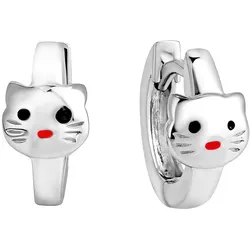 Firetti Paar Creolen »Schmuck Geschenk Silber 925 Katzen« Firetti silberfarben-rot-schwarz