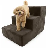 Muralo Hundetreppe 3 Stufen für Kleine Hunde, Katzen, Velvet Braun