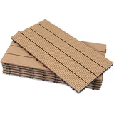 Tolletour 18er Set Wpc Terrassenfliesen Für Garten, 4 Lamellen, 30 × 60 Cm, Klicksystem, Holz-kunststoff-verbund In Teakoptik