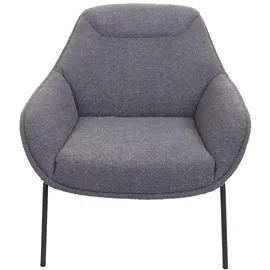 Mendler Lounge-Sessel HWC-J77, Cocktailsessel Sessel, Bouclé Stoff Metall ~ dunkelgrau