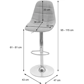 Mendler 2er-Set Barhocker HWC-A67, Barstuhl Tresenhocker, MVG-zertifiziert ~ creme-grau, Textil
