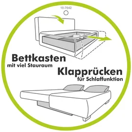 Jockenhöfer Eckcouch Polyester mit Bettfunktion 2-Sitzer Grün