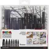 Posca 186804 - POSCA Marker Spitzenset, schwarz, 8er Set mit allen Spitzenvarianten