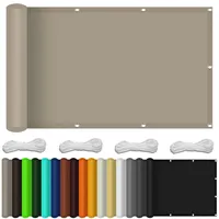 Balkon Sichtschutz Wasserdicht 80 x 340 cm Windschutz Sonnenschutz Balkonumspannung Balkonschutz mit Ösen Kabelbinder Und Kordel Sichtschutz für Balkon Terrasse, Taupe