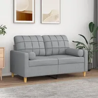 2-Sitzer-Sofa mit Zierkissen Hellgrau 120 cm Stoff, Schlafcouch Sofagarnitur Lounge Sofa Schlafsofa Geeignet für Wohnheim Wohnung Wohnzimmer Hotel