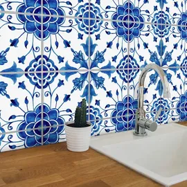 wall-art K&L Wall Art Fliesenaufkleber »Skandinavische Blumenmuster«, selbstklebend