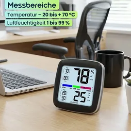 casativo Digitales Präzisions-Thermo-Hygrometer Schwarz