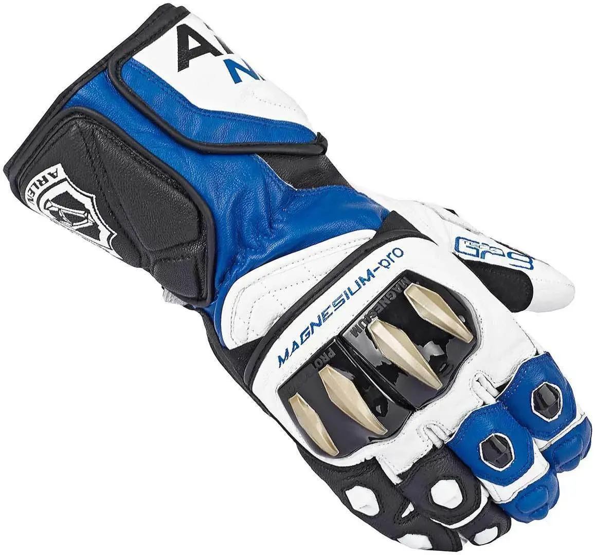 Arlen Ness Sugello Motorradhandschuhe, schwarz-weiss-blau, Größe XS für Männer