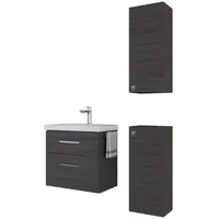 Planetmöbel Badmöbel-Set 63cm mit 2x Midischrank Anthrazit