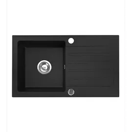 Homeline Granitspüle Schwarz rechts Einbauspüle Handbetätigung 760 x 440 mm
