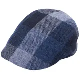 Fiebig Schiebermütze Flatcap Harris Tweed mehrfarbig Karo Fischgrät mit Baumwollfutter blau 57/M
