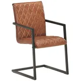vidaXL Freischwinger 2 Stk. Braun Echtleder