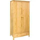 Kleiderschrank HOME AFFAIRE, beige (natur), B:100cm H:190cm T:58cm, Massivholz, Schränke, Kleiderschrank, mit sichtbarer Maserung und Kleiderstange
