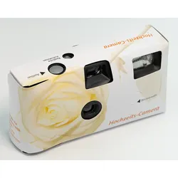 Einwegkamera ROSEN im Hochzeitsd. 27 Aufnahmen, mit Blitz, ISO 400